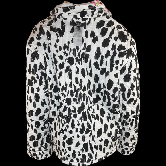 nicole by Nicole Miller Reversible Stretch Poplin Quilted Jacket Cream Floral L - Picture 8 of 15